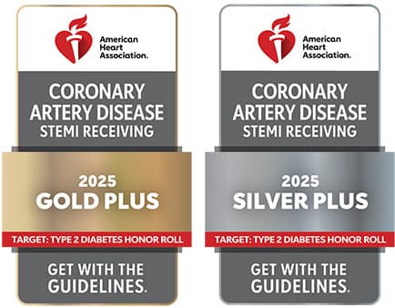 American Heart Association’s Get With The Guidelines® – Coronary Artery Disease STEMI Receiving Center Gold Plus and Silver Plus awards, 2025