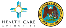 Logo of the New Mexico Health Care Authority, and the Great Seal of the State of New Mexico